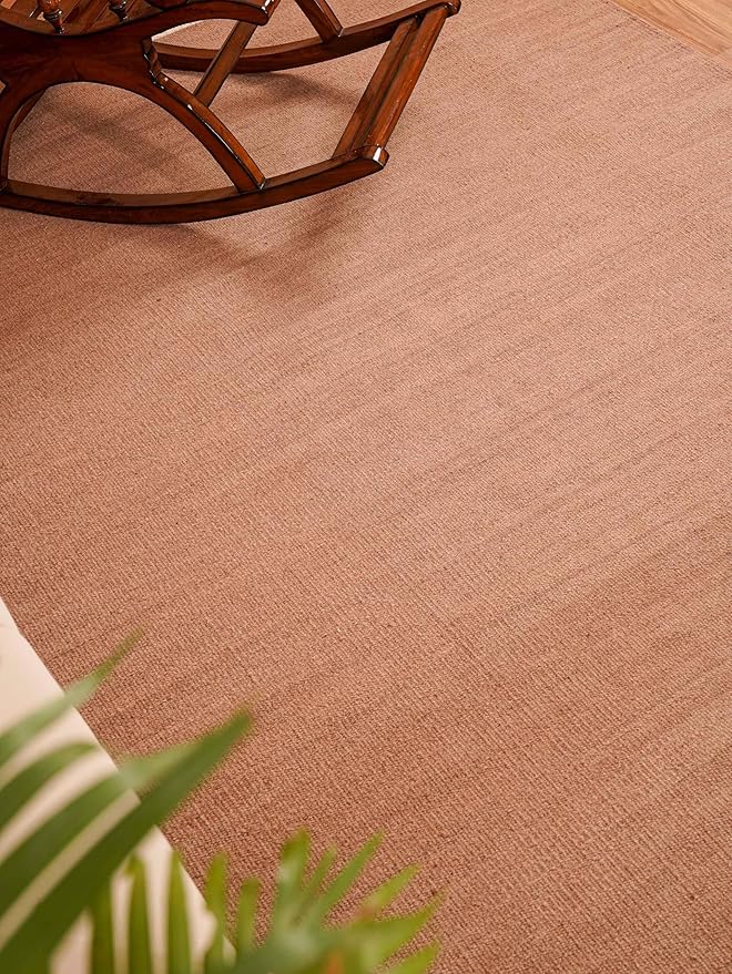 Rugsotic Carpets Hand Woven Flat Weave Kilim Wool ECO-Friendly Area Rugs - 9'x12', Rectangle Shape, Light Brown Color, Solid Plain Design, Low Pile Handmade Rugs for Living Room (D00111)