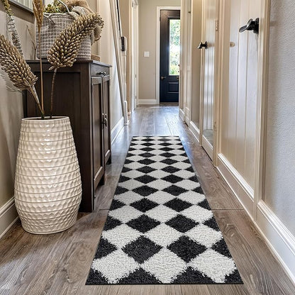 Rugshop Diamond Wave Pattern Shag Runner Rug Anthracite Dark Gray 2' 3" x 12' Great for Long Hallways, Open Entryways, Kitchens