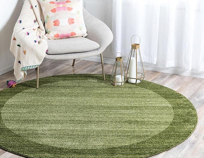 Rugs.com Angelica Collection Rug – 4 Ft Round Light Green Medium Rug Perfect for Kitchens, Dining Rooms
