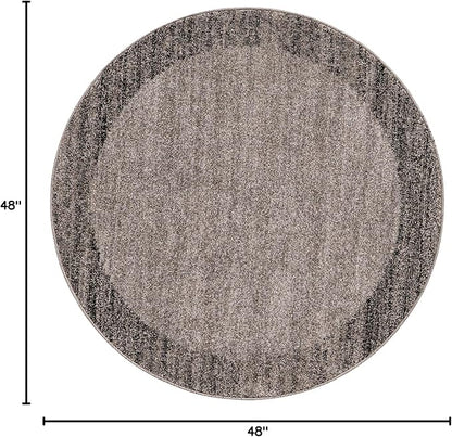 Rugs.com Angelica Collection Rug – 4 Ft Round Light Gray Medium Rug Perfect for Kitchens, Dining Rooms