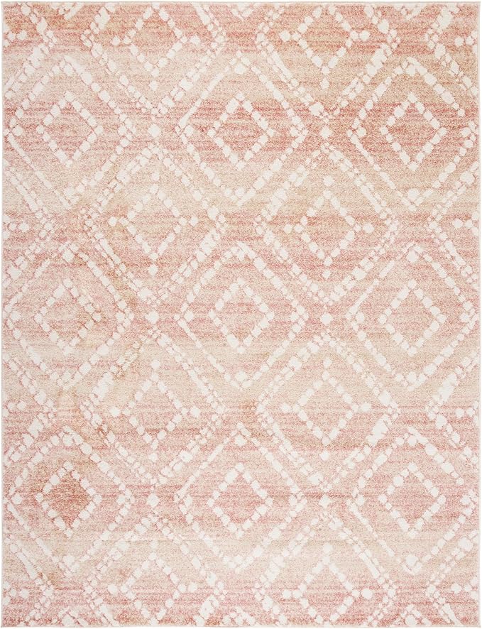 SAFAVIEH Adirondack Collection Area Rug - 9' x 12', Rose & Gold, Modern Diamond Distressed Design, Non-Shedding & Easy Care, Ideal for High Traffic Areas in Living Room, Bedroom (ADR131Q)