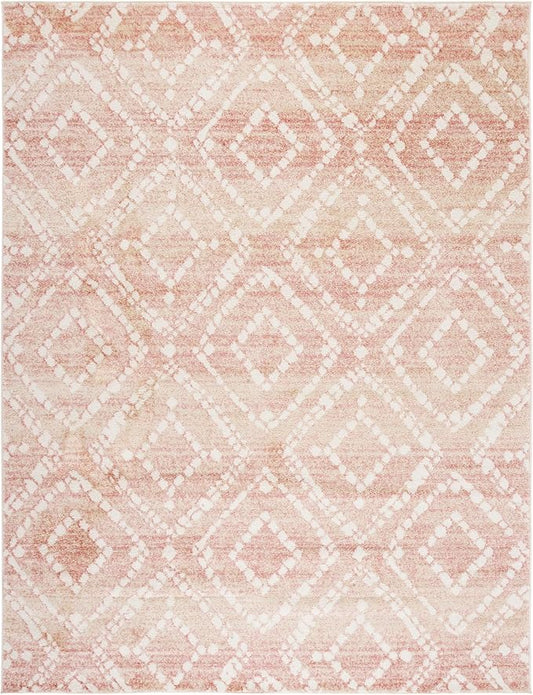 SAFAVIEH Adirondack Collection Area Rug - 9' x 12', Rose & Gold, Modern Diamond Distressed Design, Non-Shedding & Easy Care, Ideal for High Traffic Areas in Living Room, Bedroom (ADR131Q)