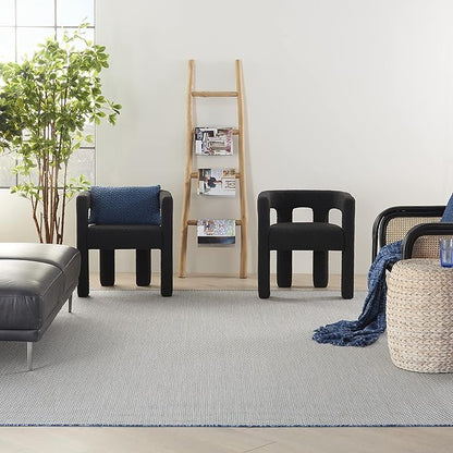 Nourison Home Courtyard Ivory Blue 7' x 10' Area Rug - Easy Clean, Non Shedding, Bed Room, Living Room, Dining Room, Kitchen (7' x 10')