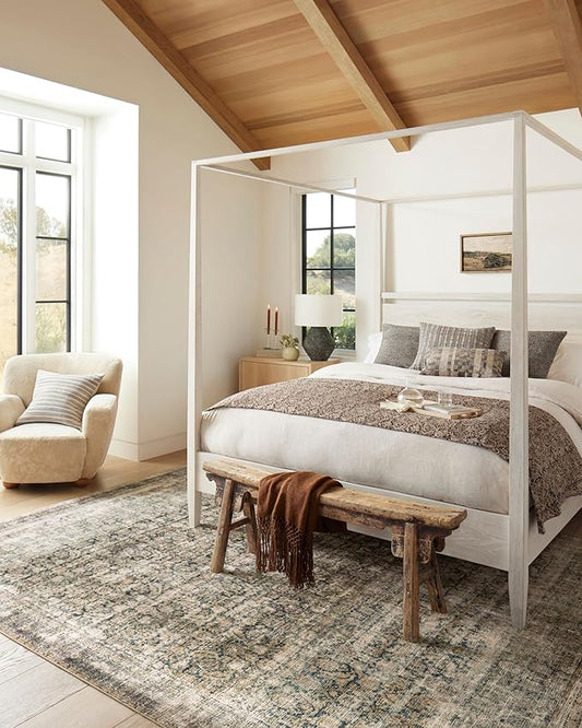 Loloi Amber Lewis Morgan Collection MOG-02 Navy/Sand 11'-6" x 18' 38" Thick Area Rug feat. CloudPile, Neutral, Room Décor, Vintage Inspired, Livingroom, Bedroom, Dining Area