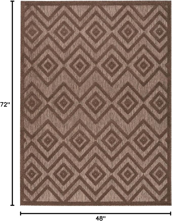 Nourison Home Versatile Brown 4' x 6' Area Rug - Easy Clean, Non Shedding, Bed Room, Living Room, Dining Room, Kitchen (4' x 6')