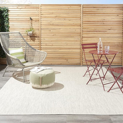 Nourison Home Courtyard Ivory Silver 7' x 10' Area Rug - Easy Clean, Non Shedding, Bed Room, Living Room, Dining Room, Kitchen (7' x 10')
