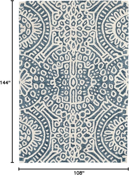 Dash and Albert Temple Wool Area Rug - 8.5 X 11.5 Ink Geometric Hand Micro Hooked Accent Rug - Durable, High Traffic Areas Hallway, Living Room, Stairs - Premium Luxury Hotel Quality Soft Breathable