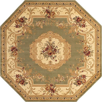 Unique Loom Versailles Collection Traditional Classic Floral Motif Area Rug (7' 11 x 7' 11, Green/Ivory)