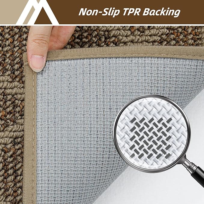 COSY HOMEER Non-Slip Door Mat 36"x60", Entryway Rugs Low Profile Absorbent Dirt Trapper Doormat for Front Entrance, Washable Polypropylene Entry Mat (Beige)