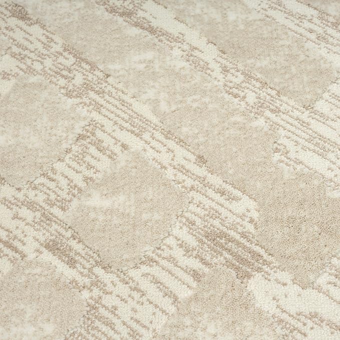 Abani Terra Cream Area Rug for Living Room, Bedroom - Rustic Modern Pattern - 5' x 8' - Durable & Easy to Clean