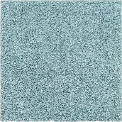Unique Loom Davos Shag Collection Area Rug - Solid (7' 1" Square, Aqua)