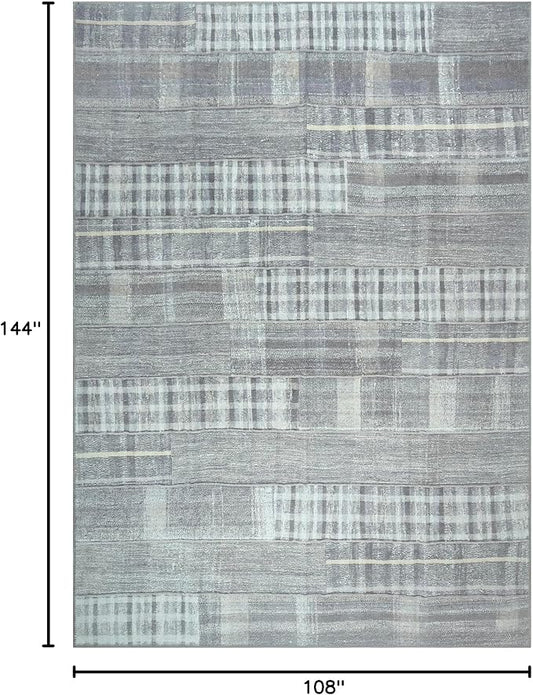Bloom Rugs Washable Non-Slip 9' x 12' Rug - Gray Striped Area Rug for Living Room, Bedroom, Dining Room, and Kitchen - Exact Size: 9' x 12'