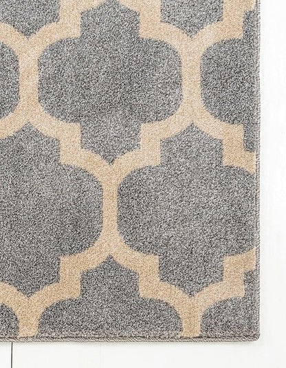 Rugs.com Lattice Collection Rug – 5' x 8' Light Gray Medium Rug Perfect for Bedrooms, Dining Rooms, Living Rooms