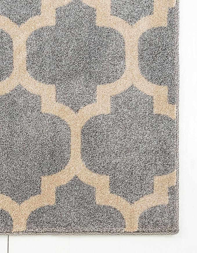 Rugs.com Lattice Collection Rug – 9' x 12' Light Gray Medium Rug Perfect for Living Rooms, Large Dining Rooms, Open Floorplans