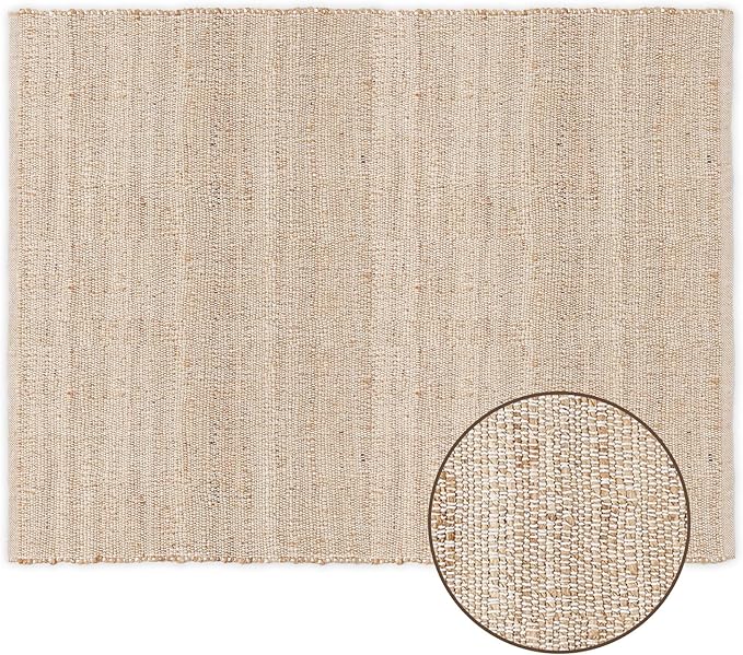 REDEARTH · Jute Cotton Area Rug - 9'x12' Rectangular Rug, Sustainable Handwoven, Non-Shedding, Soft & Durable – Reversible, Neutral Tones for Home Décor in Living Room, Dining Room, Bedroom