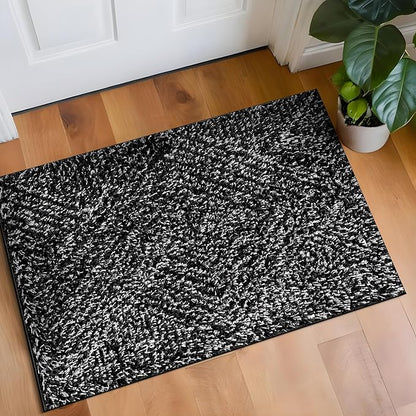 Rugshop Geometric Diamond Stripe Shag Area Rug Anthracite Dark Gray 2' x 3' Ideal for Entryways, Kitchens, or Small Spaces