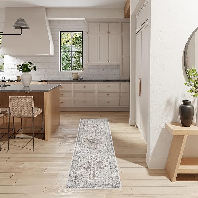 Nourison Home Astra Machine Washable Grey Multicolor 2'2" x 8' Area Rug - Easy Clean, Non Shedding, Bed Room, Living Room, Dining Room, Kitchen (8' Runner)