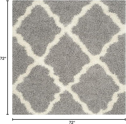 SAFAVIEH Dallas Shag Collection Area Rug - 6' Square, Grey & Ivory, Trellis Design, Non-Shedding & Easy Care, 1.5-inch Thick Ideal for High Traffic Areas in Living Room, Bedroom (SGD257G)