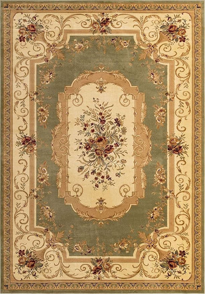 Unique Loom Versailles Collection Traditional Classic Floral Motif Area Rug (10' 0 x 14' 0 Rectangular, Green/Ivory)