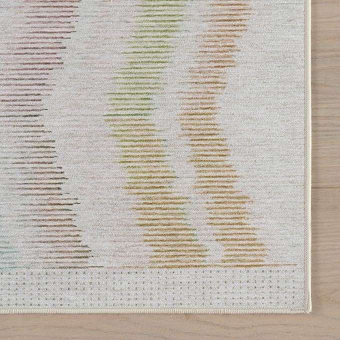 Dash & Albert Zarek Multi Machine Washable Rug, 7.5 X 9.5 Feet, Multicolored/White Chevron Pattern