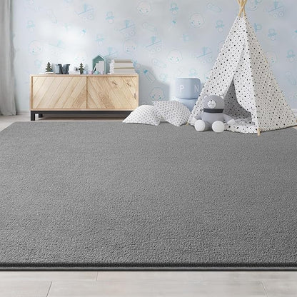 Large Area Rugs for Living Room Bedroom, 5x8 Feet Grey Rug, Minimalist Modern Shag Rug, Soft Thick Comfy Memory Foam Indoor Carpet, Non-Slip Washable Rug for Boys Girls Dorm Nursery Room Home Decor