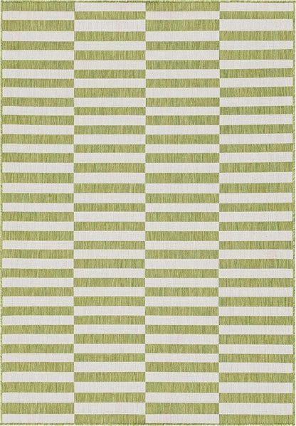Unique Loom Outdoor Striped Collection Area Rug - Striped (7' 1" x 10' Rectangle, Green/Ivory)