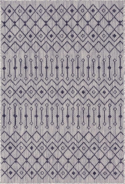 Unique Loom Outdoor Trellis Collection Area Rug - Tribal Trellis (3' 3" x 5' 3" Rectangle, Gray/ Black)