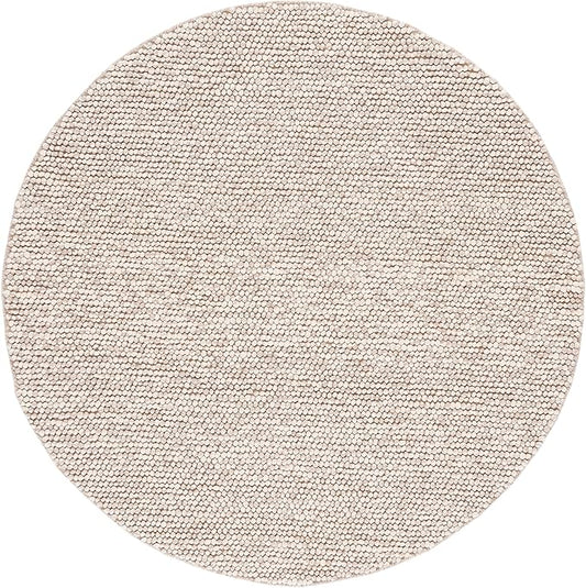 SAFAVIEH Natura Collection Area Rug - 12' Round, Beige, Handmade Wool Blend, Textured Design, Ideal for Living Room, Bedroom, Dining Space (NAT620B)