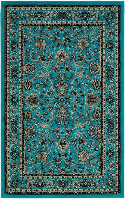 Rugs.com Yasmin Collection Rug – 5' x 8' Turquoise Medium Rug Perfect for Bedrooms, Dining Rooms, Living Rooms