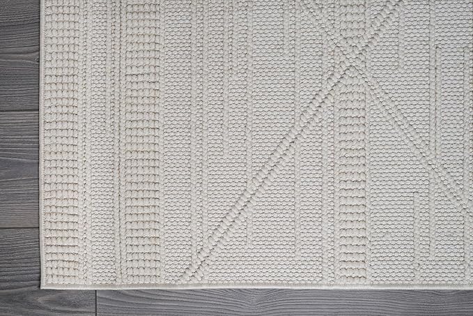 CAMILSON Micro Loop Rug 4x6 Modern Luxury Geometric Pattern Area Rugs Soft High and Low Pile Stain Resistant Easy-Cleaning Non-Shedding for Living Room Office Indoor Carpet (4 x 6 / White)