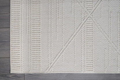 CAMILSON Micro Loop Rug 8x10 Modern Luxury Geometric Pattern Area Rugs Soft High and Low Pile Stain Resistant Easy-Cleaning Non-Shedding for Living Room Office Indoor Carpet (8 x 10 / White)