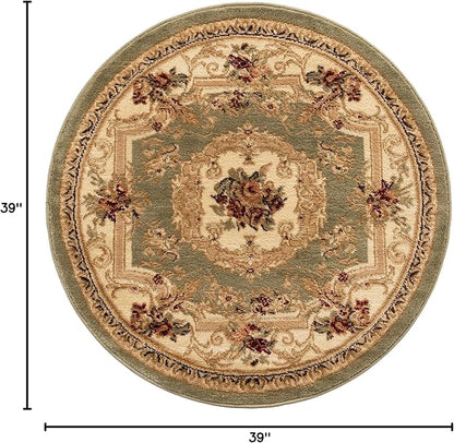 Unique Loom Versailles Collection Area Rug - Henry (3' 1" Round Green/Cream)