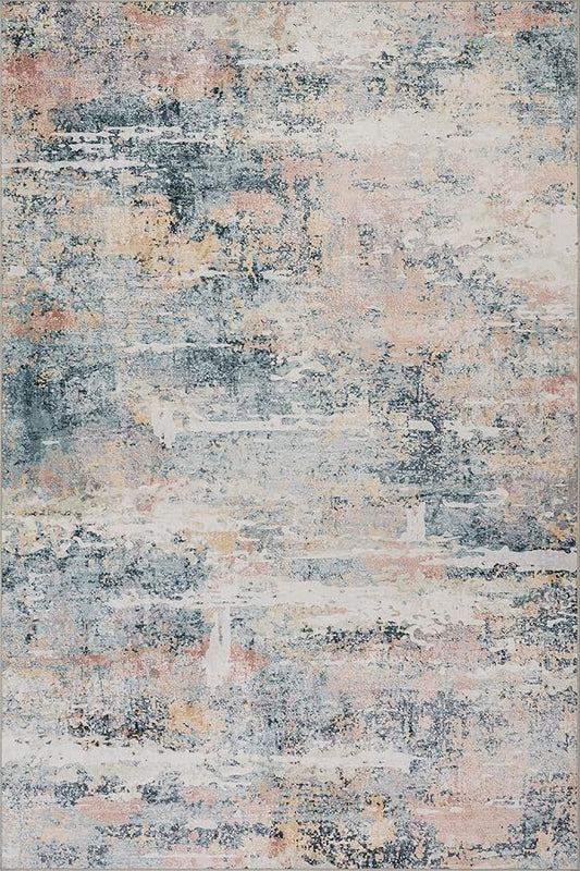 Dash & Albert Blaire Mineral Machine Washable Rug, 6 X 9 Feet, Multicolored Graphic Pattern