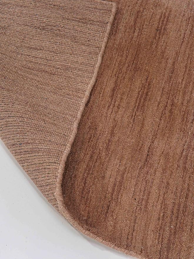 Hand Knotted Loom Wool ECO-Friendly Area Rugs - 3'x5', Rectangle, Light Brown Color, Solid Plain Design, High Pile Thick Handmade Anti Skid Rugs for Living Room (L00111)