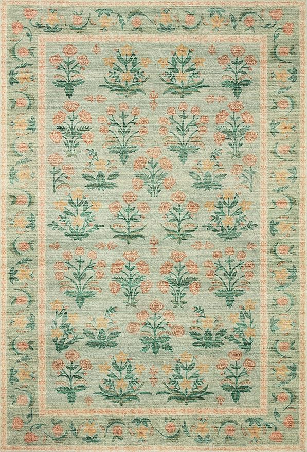 Loloi Rifle Paper Co. Eden Collection EDE-01 Mughal Rose Moss 2'-6" x 9'-6" Runner Rug feat. CloudPile™