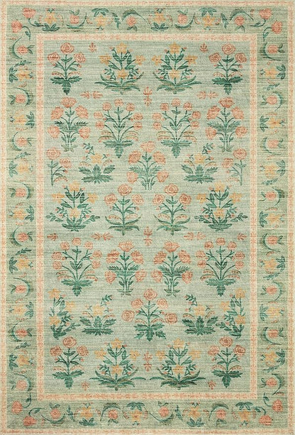 Loloi Rifle Paper Co. Eden Collection EDE-01 Mughal Rose Moss 2'-6" x 9'-6" Runner Rug feat. CloudPile™