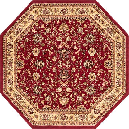 Unique Loom Sialk Hill Collection Area Rug - Washington (7' 11" Octagon Burgundy/Cream)