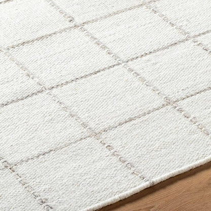 Mark&Day Wool Rugs, 8x10 Ishaq Cottage Off-White Area Rug, White Silver Carpet for Living Room, Bedroom or Kitchen (8' x 10')
