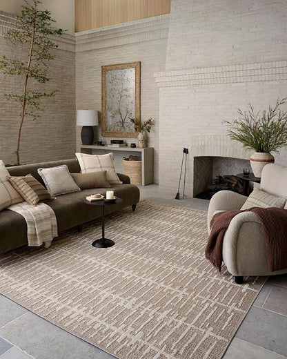Loloi Amber Lewis Bexley Collection BEX-02 Taupe/Natural 9' x 13' Area Rug Neutral, Textured, Living, Bedroom, Dining, Carpet