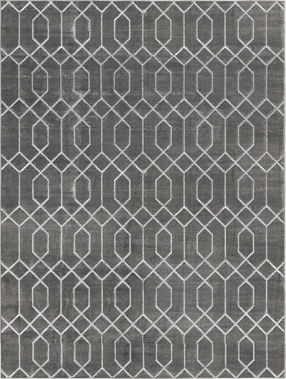 Unique Loom Glam Collection Area Rug - Trellis (10' x 13' Rectangle, Gray Silver/ Silver)