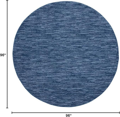 Nourison Home Nourison Essentials Navy Blue 8' x Round Area Rug - Easy Clean, Non Shedding, Bed Room, Living Room, Dining Room, Kitchen (8' x Round)