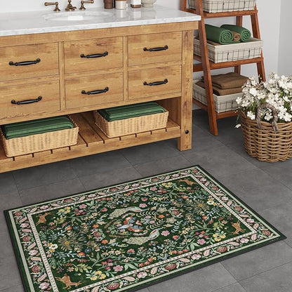 Entryway Rug 2x3 Rug Door Mat Indoor Entrance Washable Rug Small Non-Slip Low Pile Throw Rugs for Entryway, Kitchen, Front Door Indoor Entrance, Entry (Emerald Green)