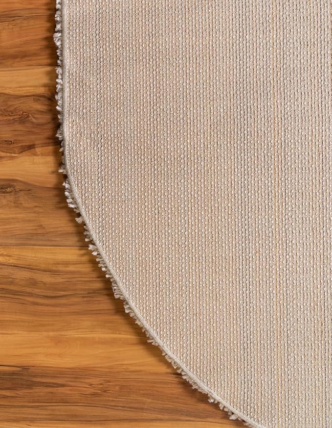 Unique Loom Davos Shag Collection Area Rug - Solid (3' 3" x 5' 3" Oval, Linen)