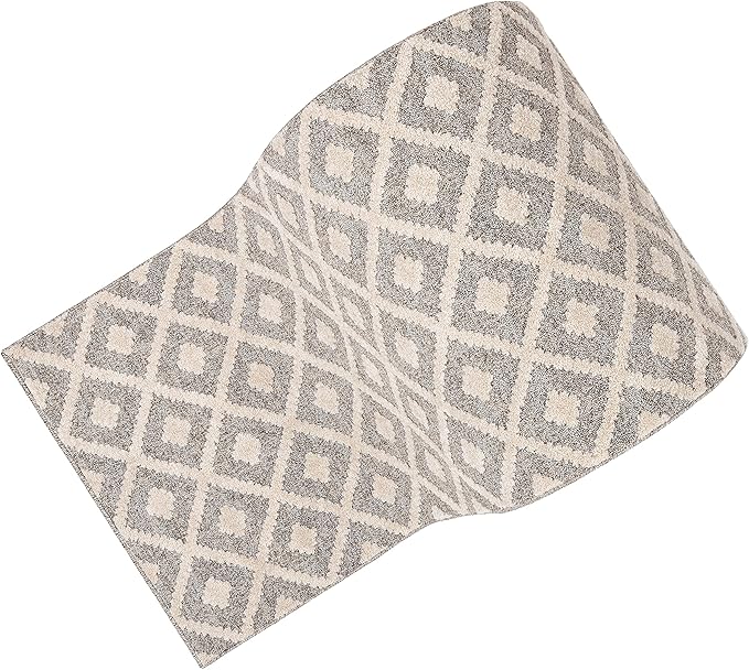 Well Woven Custom Size Hallway Stair Runner - Choose Your Length - Ainsley Ivory Diamond Trellis Geometric Tribal - 31 Inches Wide x 17 Feet Long Runner (31" x 17' Runner) Rug