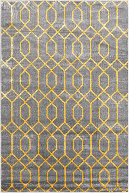 Marilyn Monroe Glam Collection Area Rug - Trellis (6' 1" x 9' Rectangle, Gray Gold/ Gold)