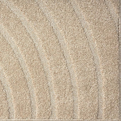 LUXE WEAVERS Modern Geometric Wave Beige 2x8 Area Rug