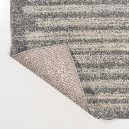JONATHAN Y Khalil Modern Berber Stripe Gray/Cream Indoor Area Rug, 5x8, Contemporary, Bohemian, Easy-Cleaning for Living Room, Bedroom, Kitchen, Pet Friendly, Non-Shedding (MOH207G-5)