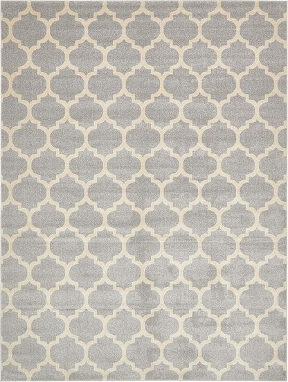 Rugs.com Lattice Collection Rug – 9' x 12' Light Gray Medium Rug Perfect for Living Rooms, Large Dining Rooms, Open Floorplans