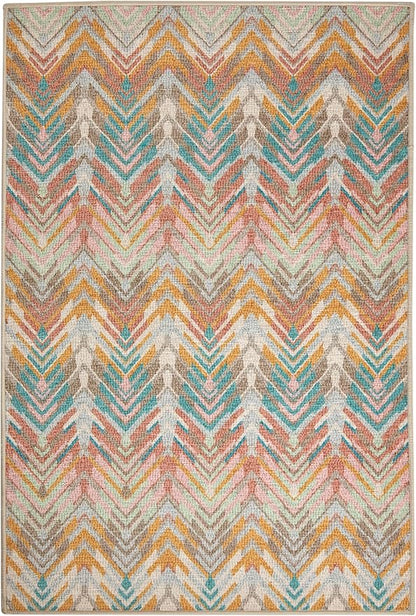 Dash & Albert Seneca Blue Machine Washable Rug, 7.5 X 9.5 Feet, Multicolored Graphic Pattern