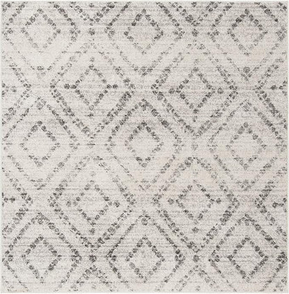 SAFAVIEH Adirondack Collection Area Rug - 5' Square, Light Grey & Grey, Modern Diamond Distressed Design, Non-Shedding & Easy Care, Ideal for High Traffic Areas in Living Room, Bedroom (ADR131C)